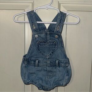Baby girl heart denim overalls